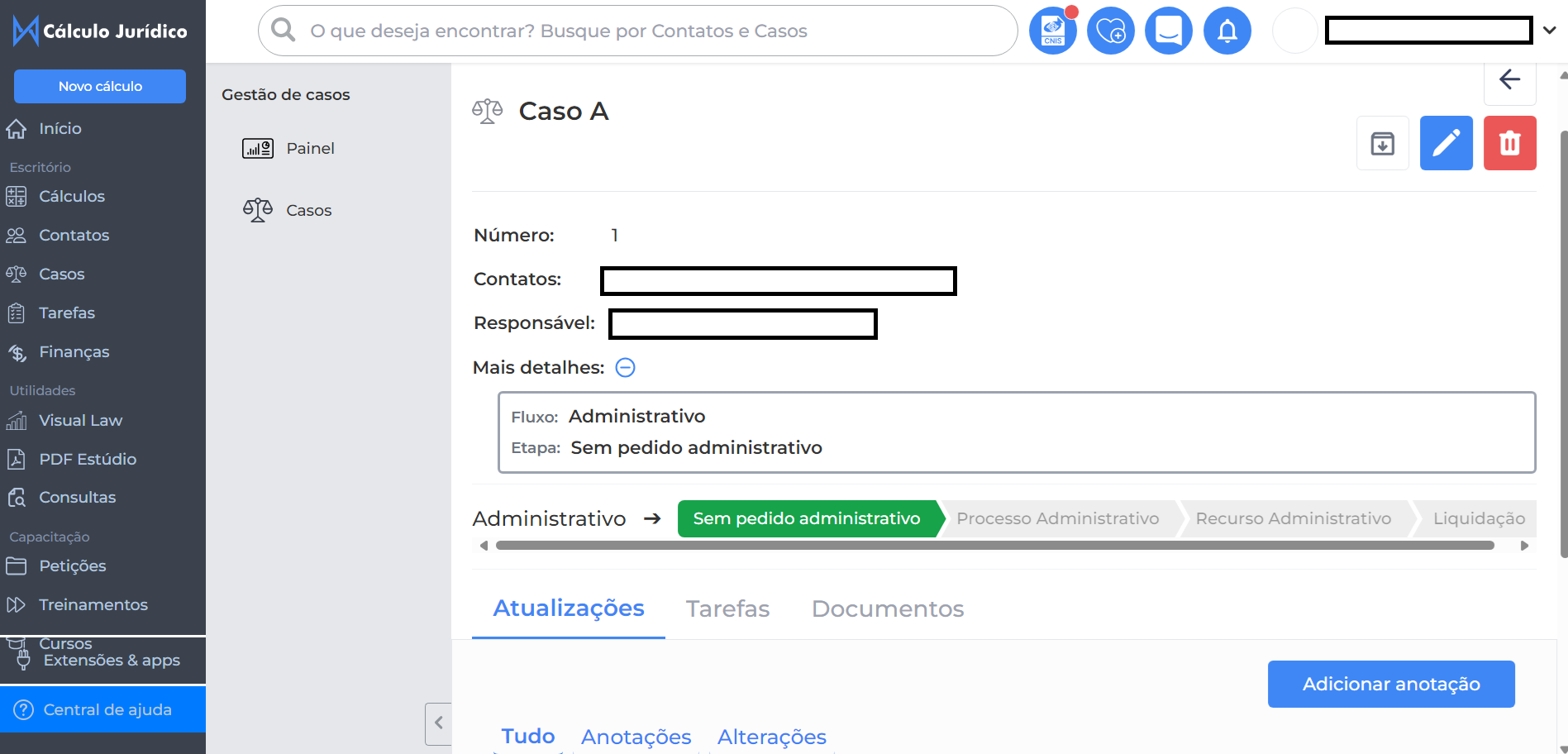 Funcionalidade Casos Informações