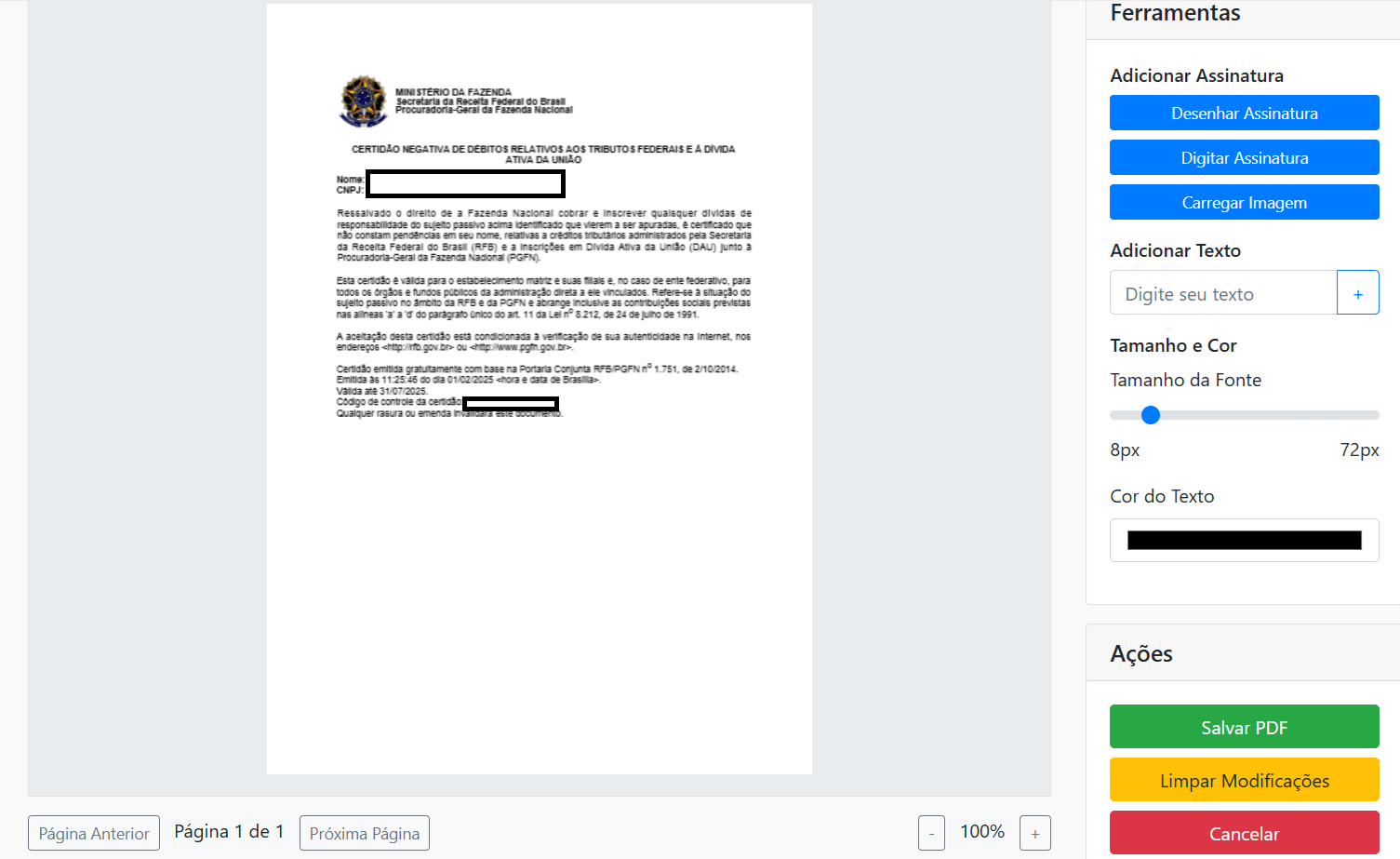 Ferramenta gratuita ara assinar PDF online Adicionar Assinatura